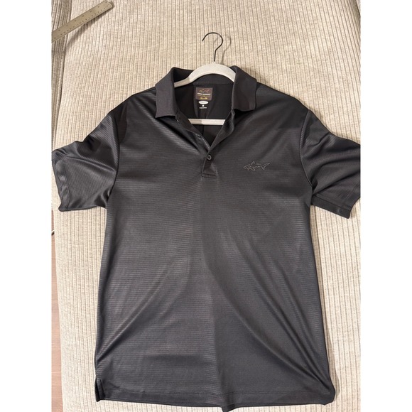 Greg Norman for Tasso Elba Other - Greg Norman Tasso Elba Mens Black PlayDry Golf Polo Shirt Medium Textured Shark